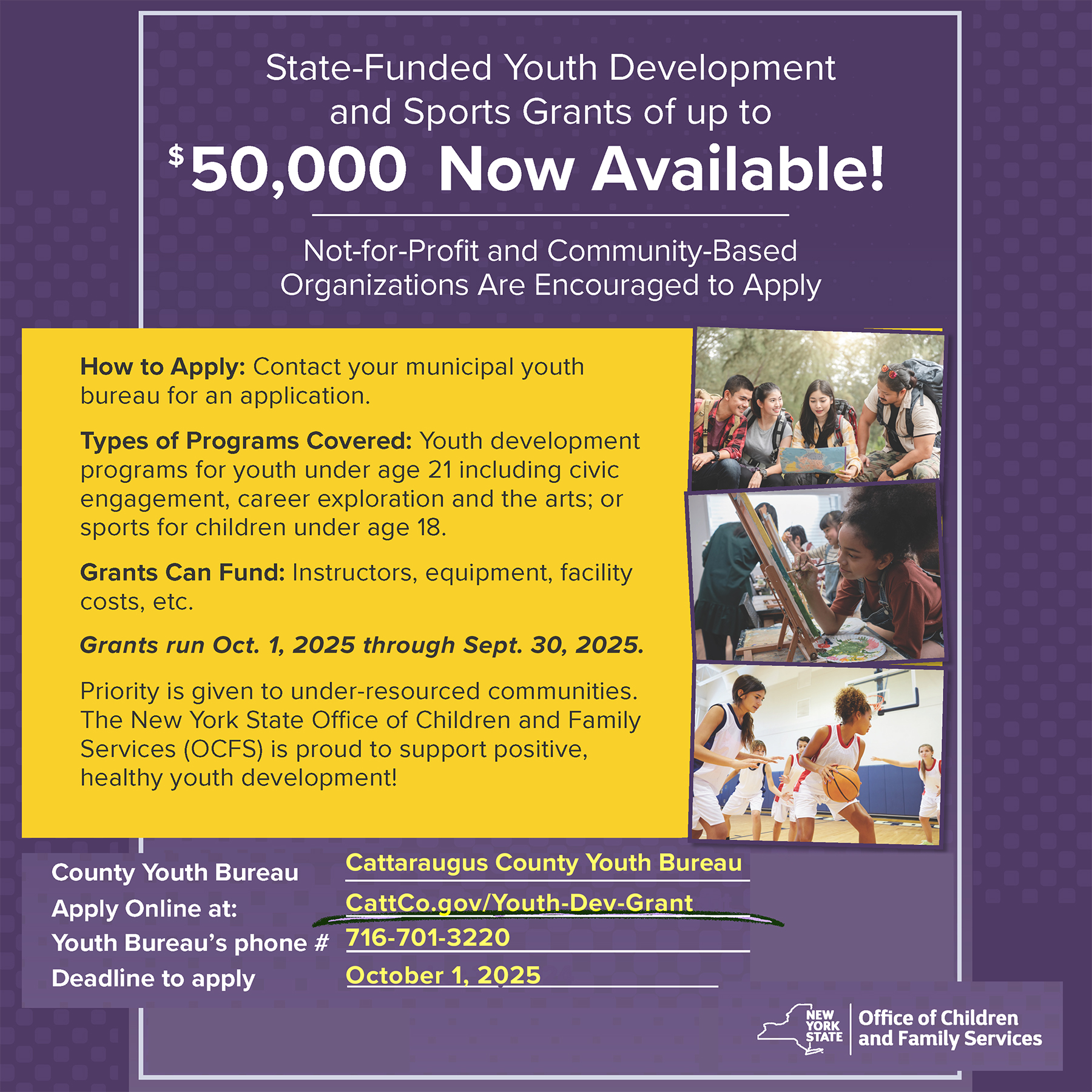 Youth Development and Sports Grants Program Flyer for 2025