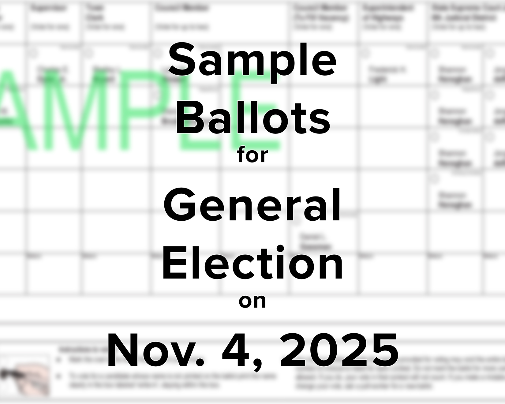 Sample ballots for General Election on November 4, 2025