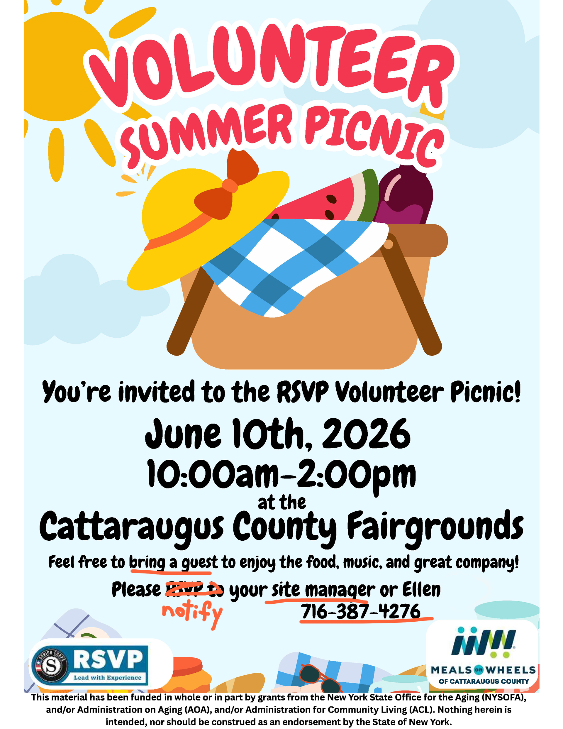 Comfy poster of a picnic with the text above