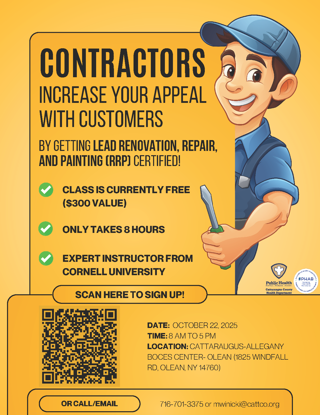 Flyer for Contractor RRP Class on 2025-10-22