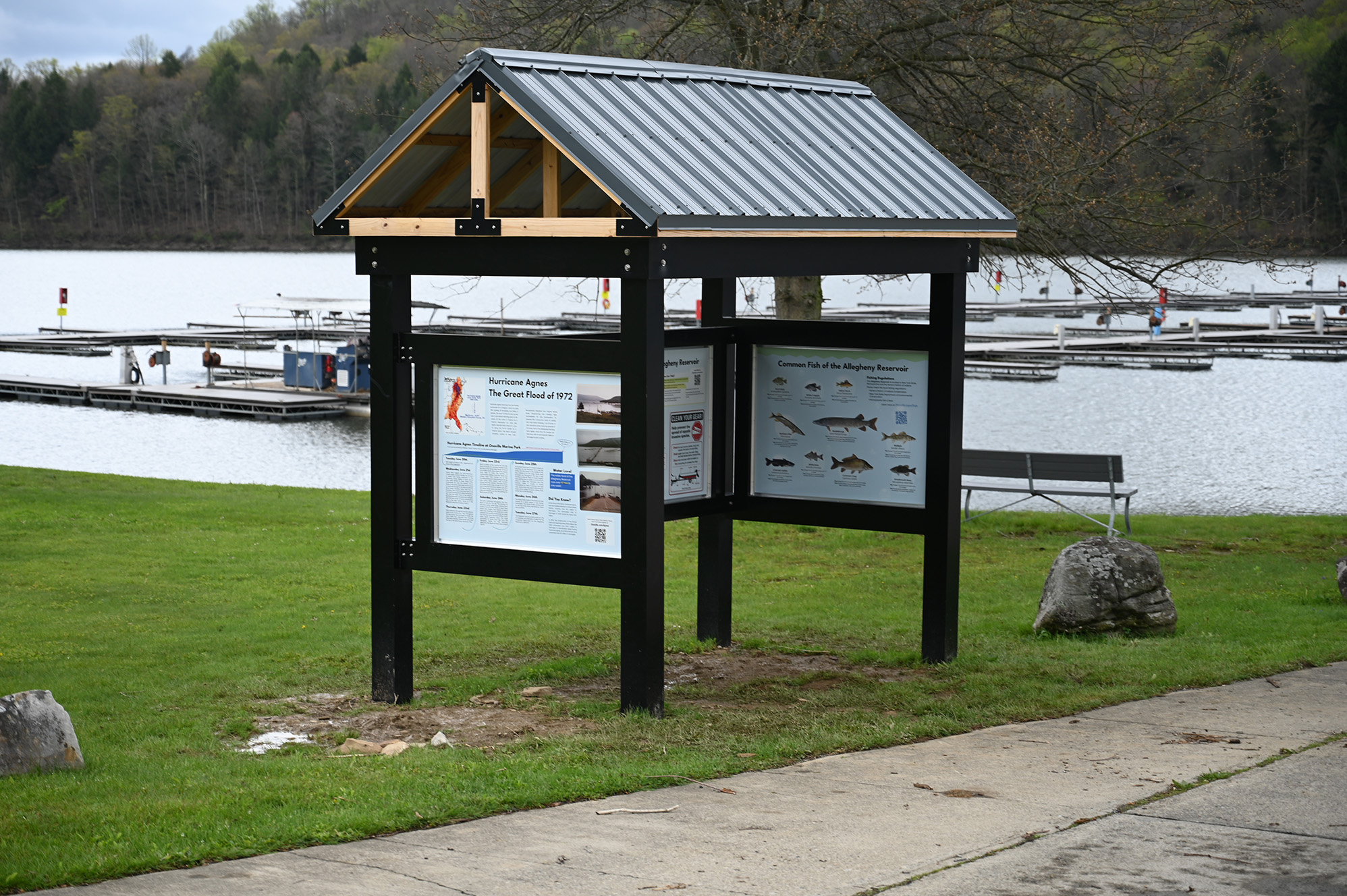 Big Educational kiosk by boat launch at Onoville Marina Park