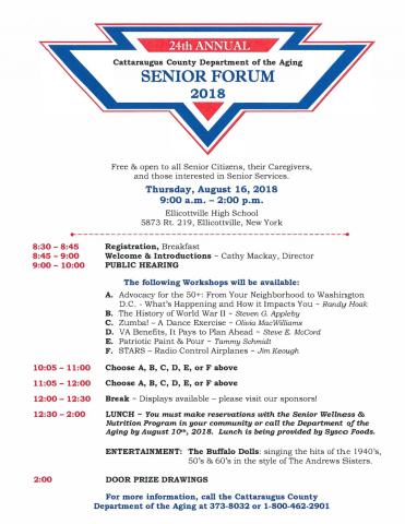 2018 Senior Forum Agenda