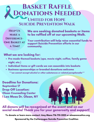 Flyer for Basket Raffle Donations Needed