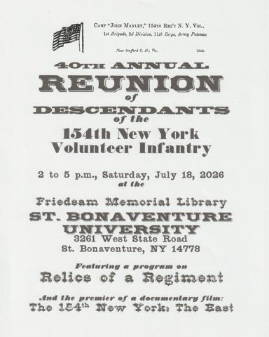 Poster about the 40th Reunion Event at St. Bonaventure University on July 18, 2026