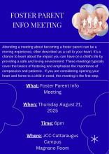 Flyer for Foster Parent Informational Meeting